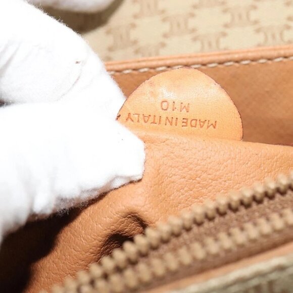 CELINE Macadam Canvas Shoulder Bag Beige Gold - Picture 11 of 16